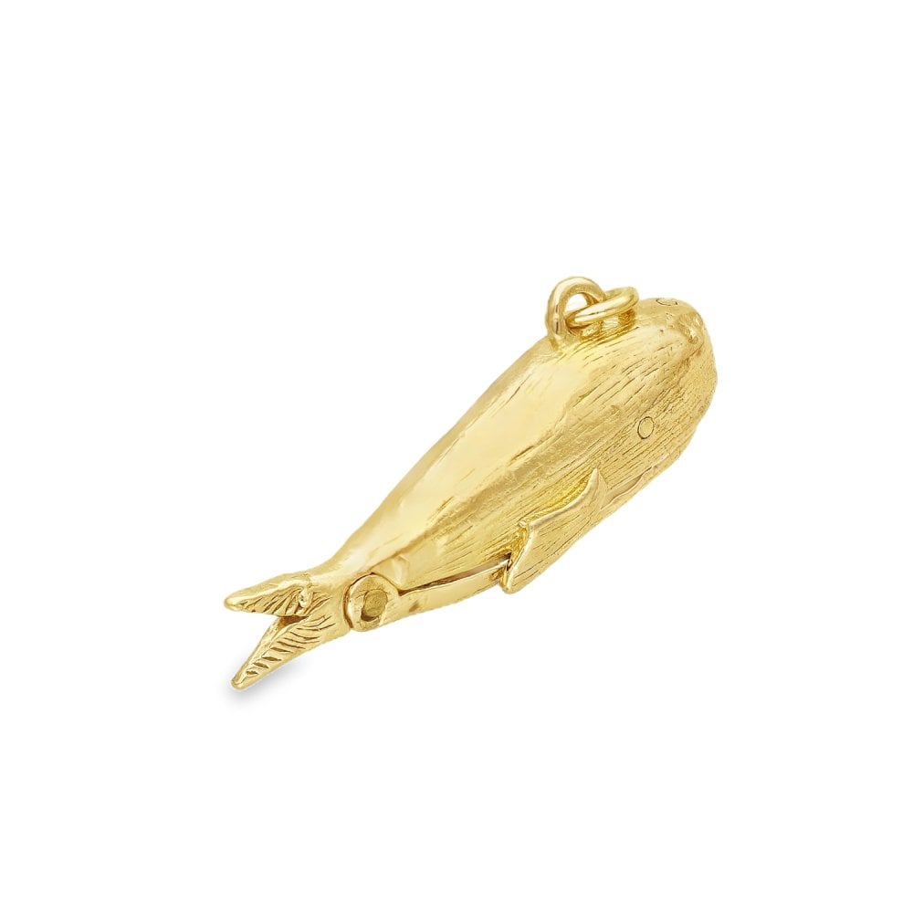 9ct Yellow Gold Whale Charm - 25x10x7mm - 2.7g