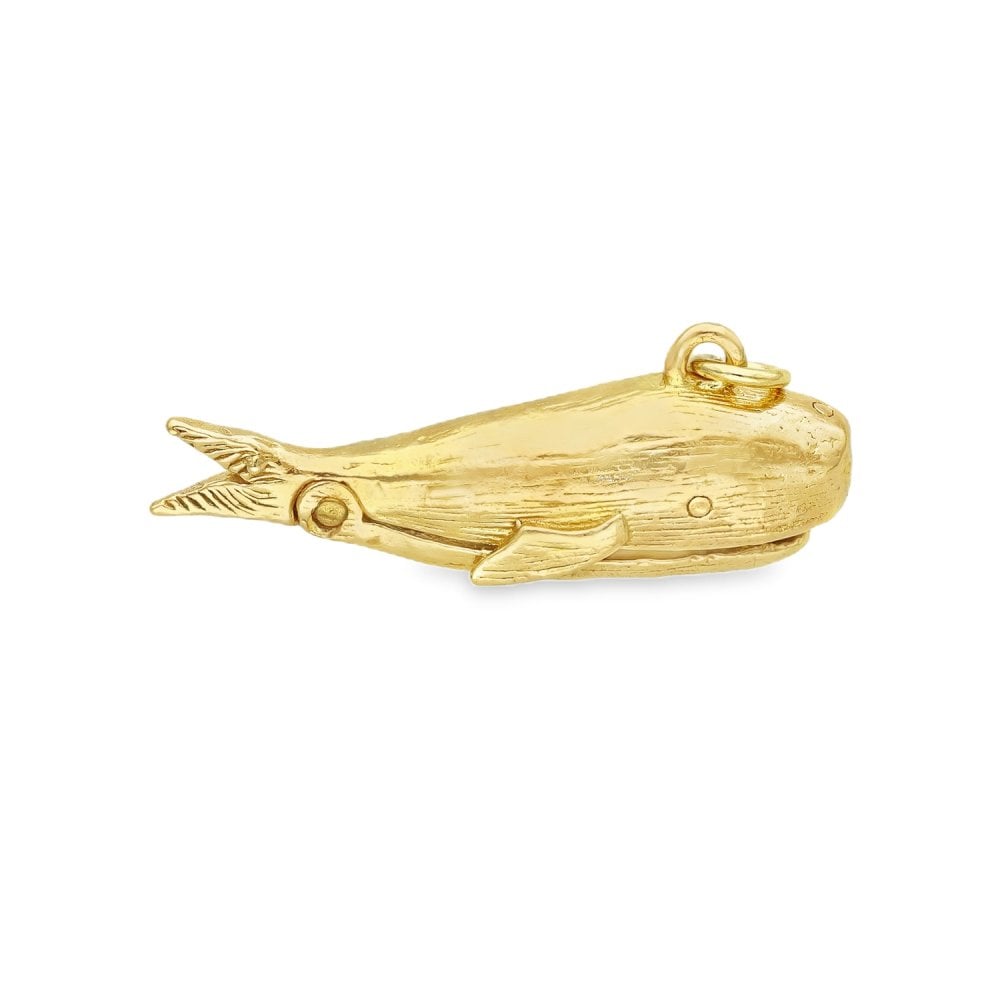 9ct Yellow Gold Whale Charm - 25x10x7mm - 2.7g