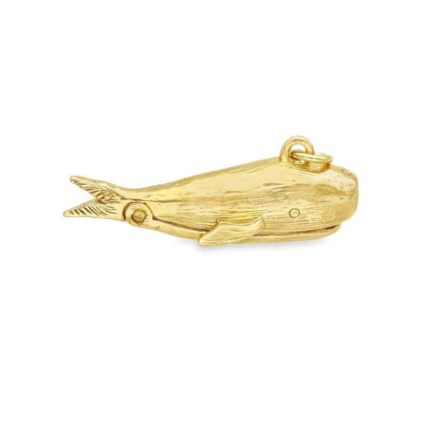 9ct Yellow Gold Whale Charm - 25x10x7mm - 2.7g
