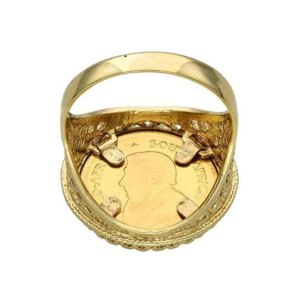 1986 Yellow Gold 1/10th Krugerrand Coin Ring - Size Q½ - 7.8g