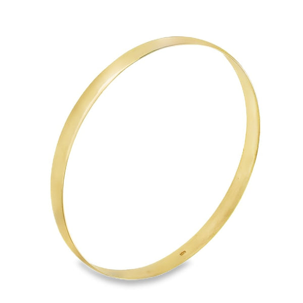 9ct Yellow Gold Solid Plain Bangle - 20cm - 10.3g
