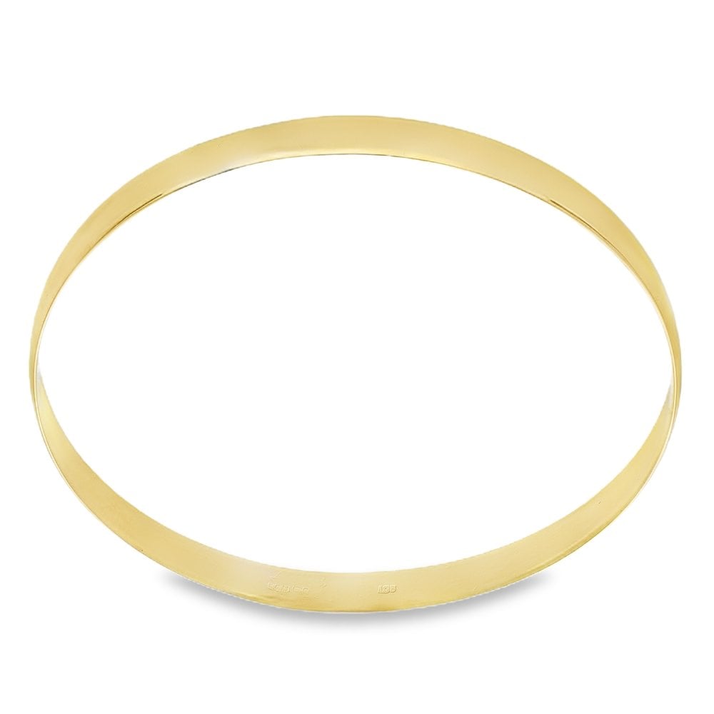 9ct Yellow Gold Solid Plain Bangle - 20cm - 10.3g