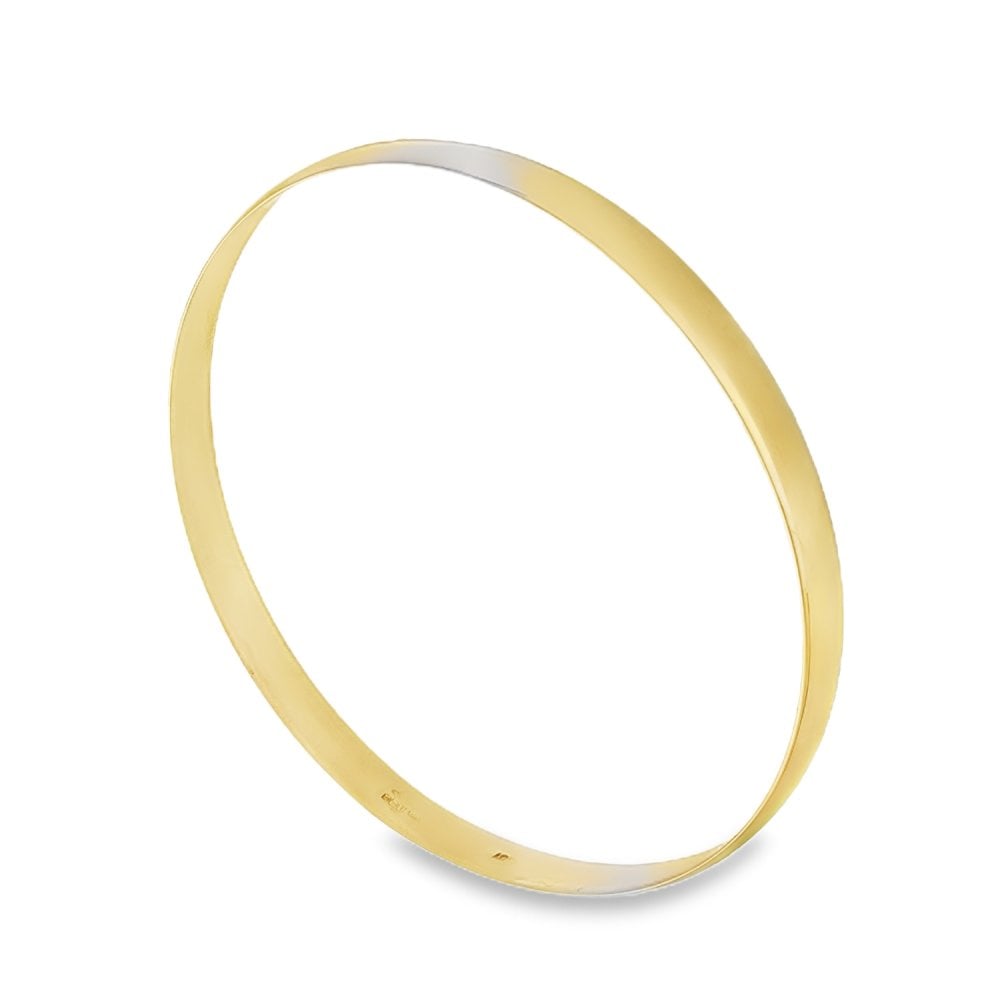 9ct Yellow Gold Solid Plain Bangle - 20cm - 10.3g