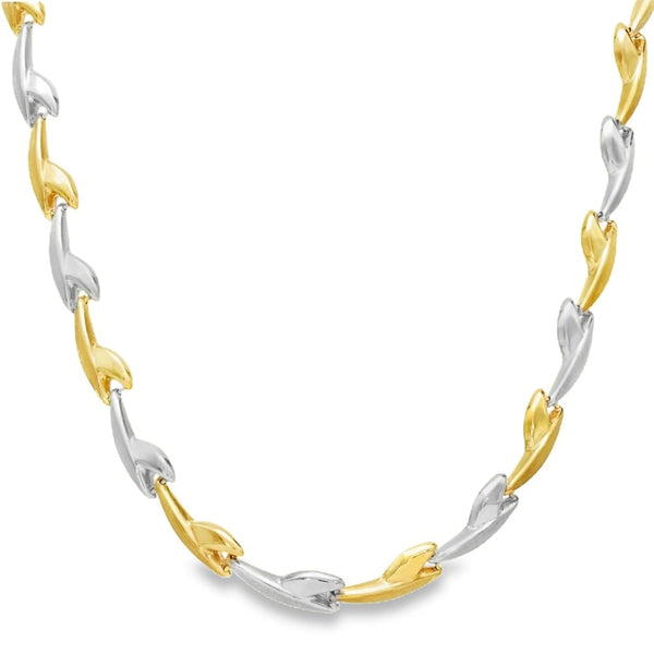 9ct Yellow & White Gold Fancy Chain - 17" - 14.8g