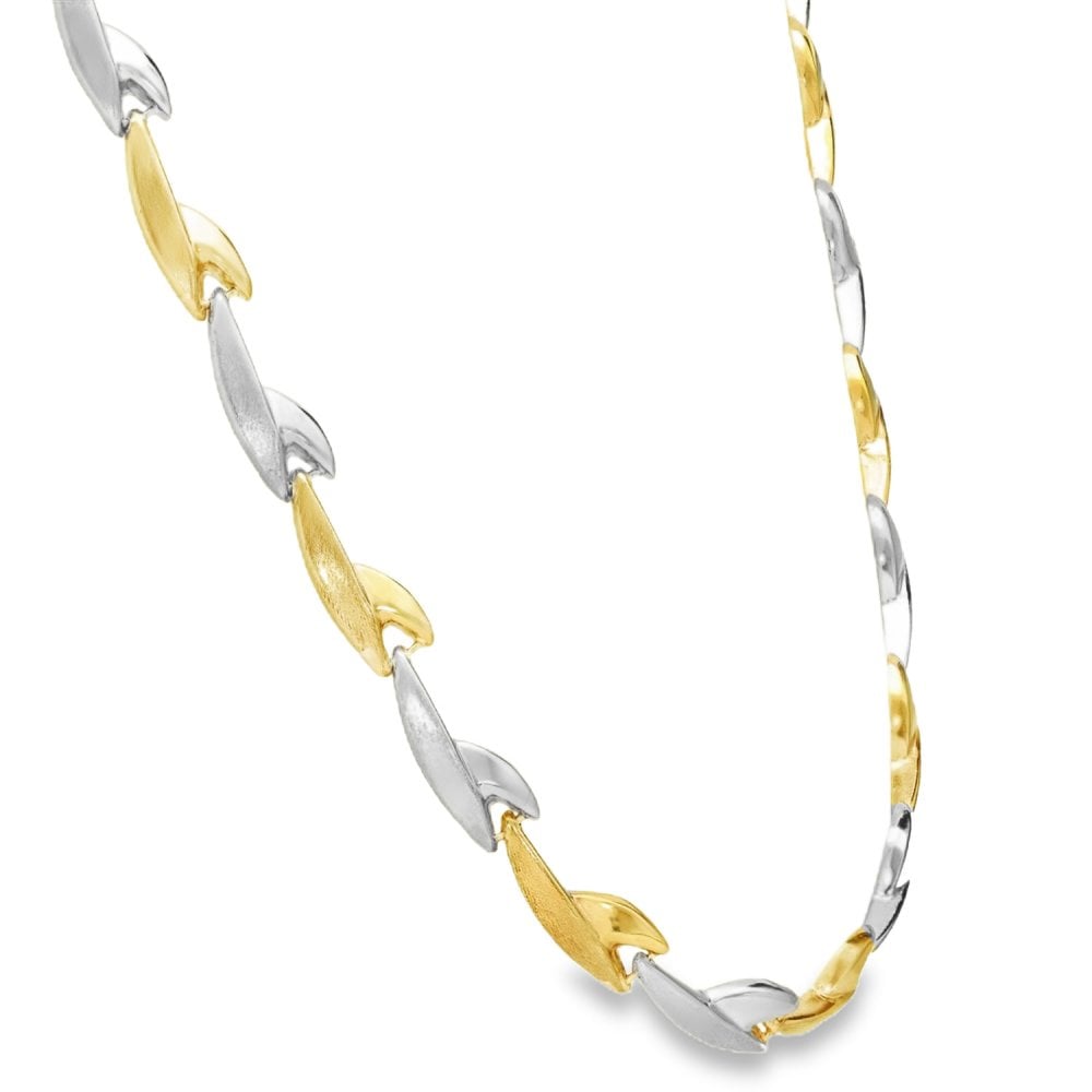 9ct Yellow & White Gold Fancy Chain - 17" - 14.8g