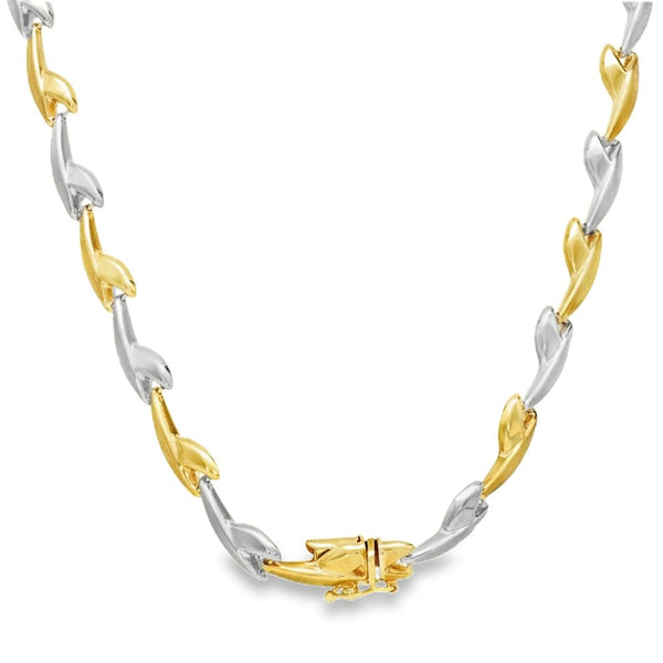 9ct Yellow & White Gold Fancy Chain - 17" - 14.8g