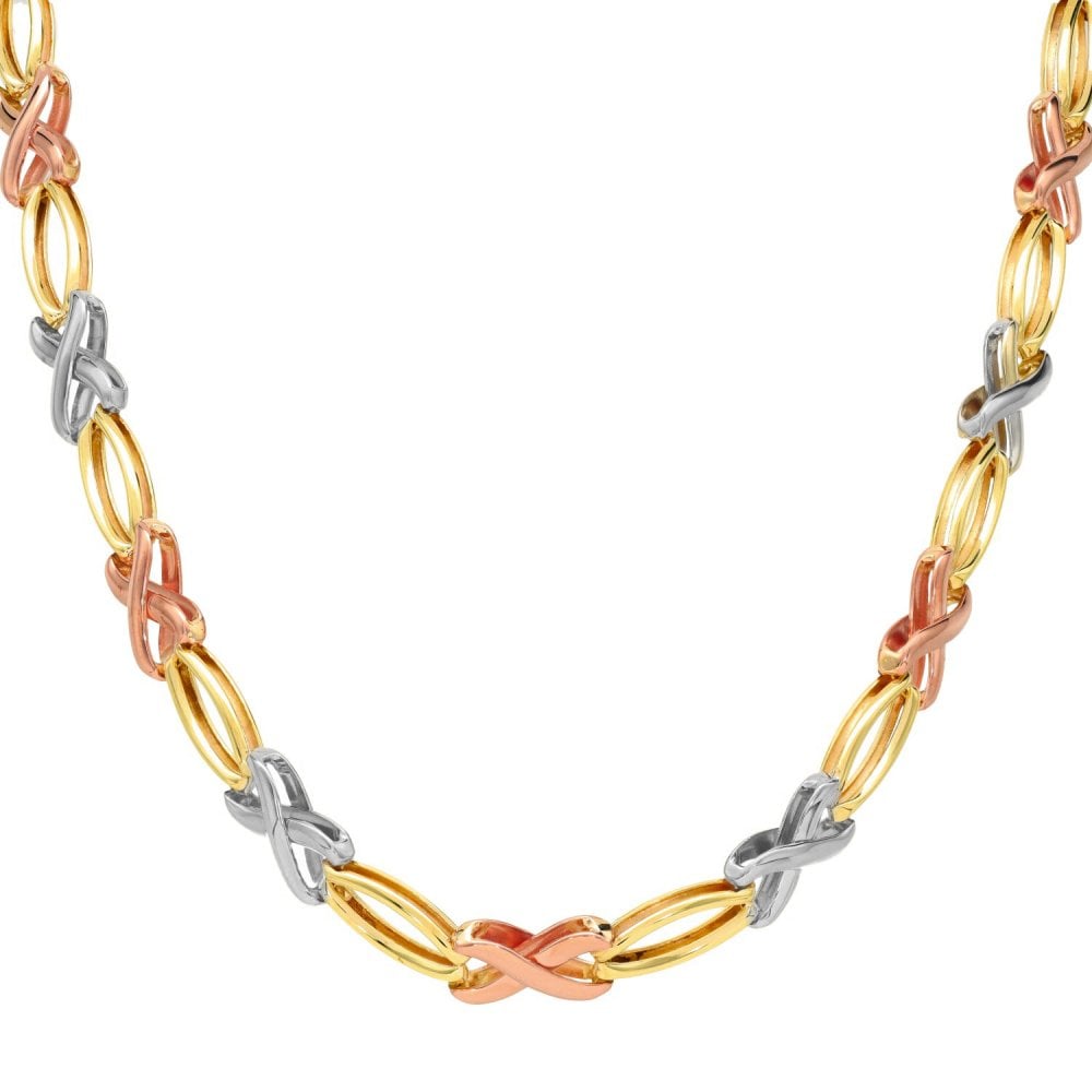 9ct Multi-Tone Gold X-Eclipse-Link Chain - 16" - 20.1g