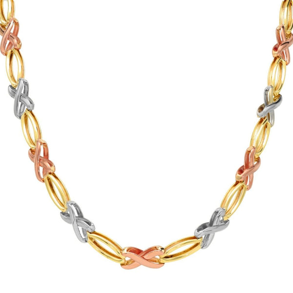 9ct Multi-Tone Gold X-Eclipse-Link Chain - 16" - 20.1g