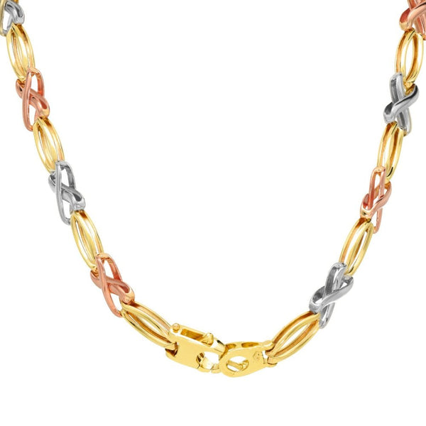 9ct Multi-Tone Gold X-Eclipse-Link Chain - 16" - 20.1g