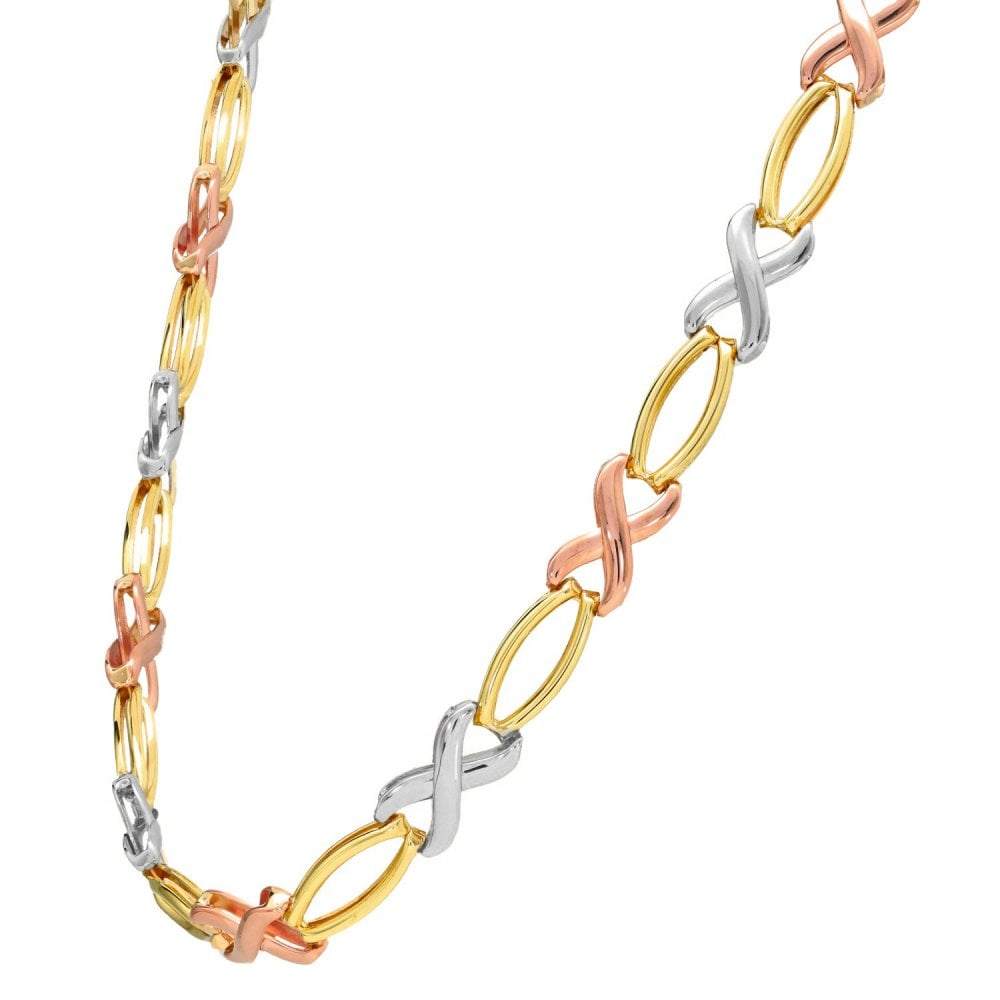 9ct Multi-Tone Gold X-Eclipse-Link Chain - 16" - 20.1g