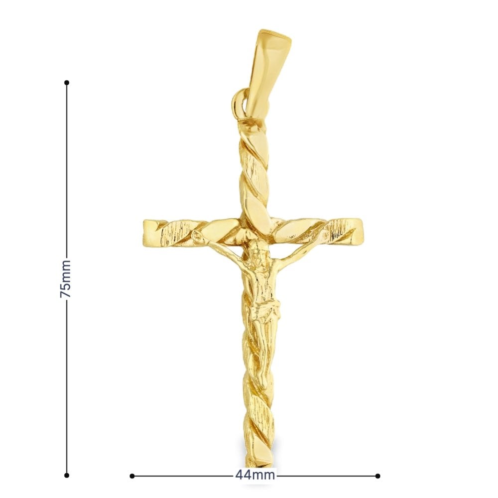 9ct Yellow Gold Large Crucifix Pendant - 44x75x10mm - 29.9g