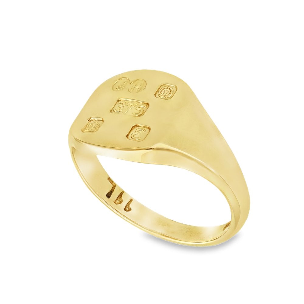 9ct Yellow Gold Signet Ring - Size G - 10mm
