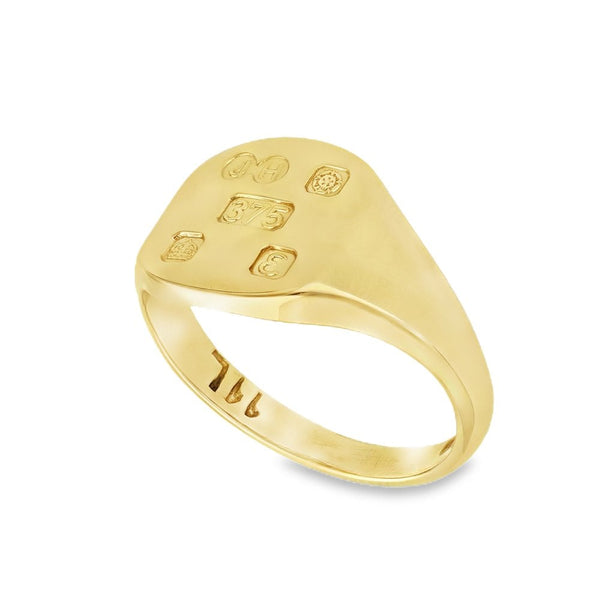 9ct Yellow Gold Signet Ring - Size G - 10mm