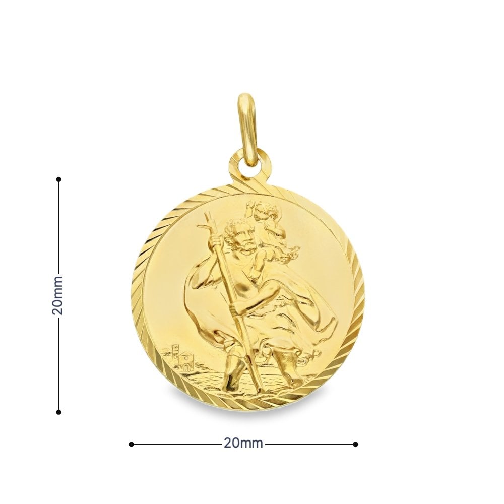 9ct Yellow Gold Round St. Christopher Pendant - 20x20mm - 3.7g