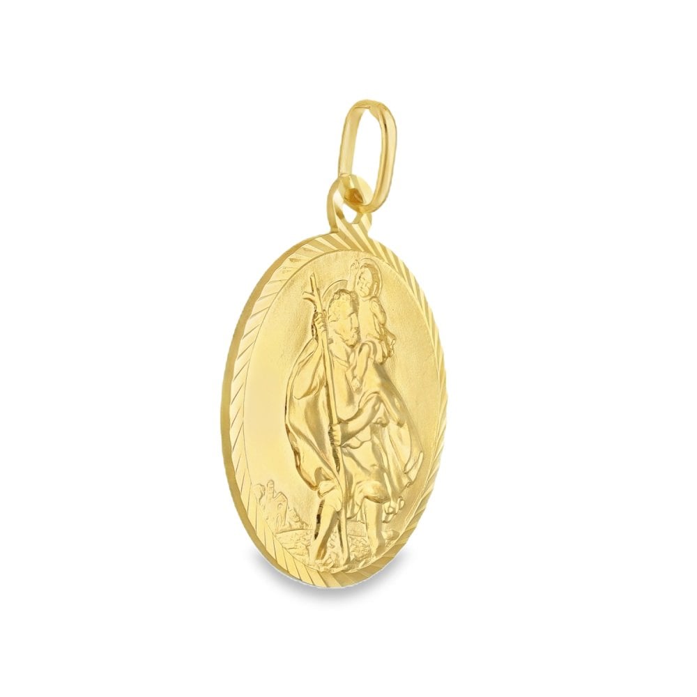 9ct Yellow Gold Round St. Christopher Pendant - 20x20mm - 3.7g