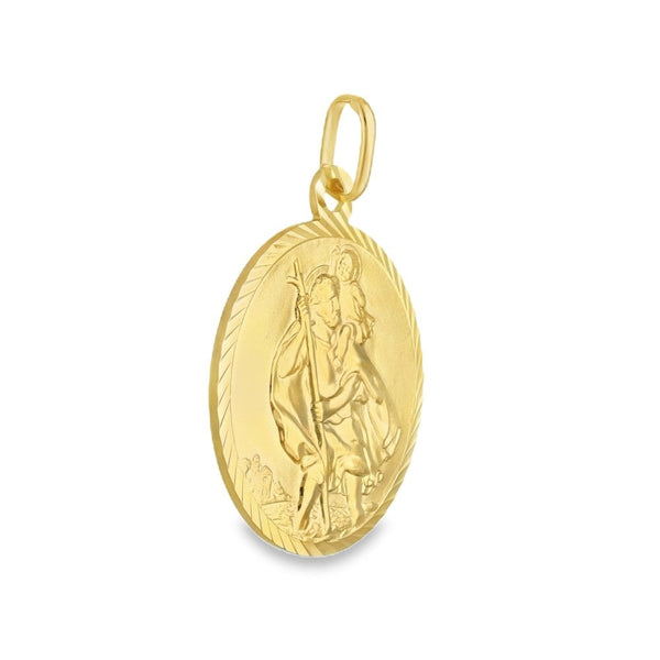 9ct Yellow Gold Round St. Christopher Pendant - 20x20mm - 3.7g