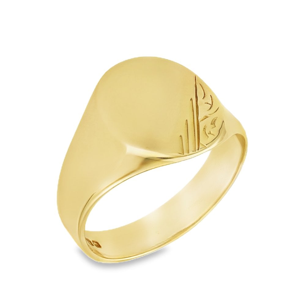 9ct Yellow Gold Oval Signet Ring - Size X - 16mm