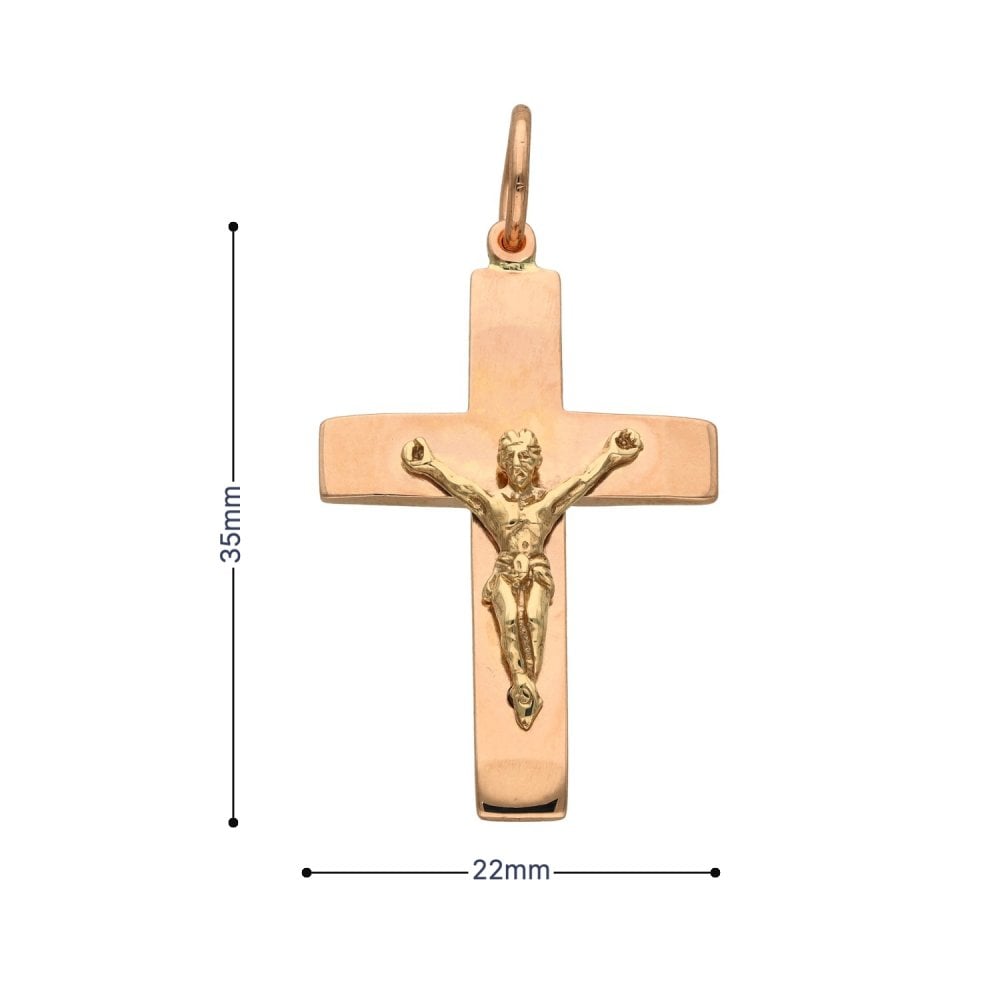 9ct Yellow Gold Crucifix Pendant - 22x35x4mm - 4.9g