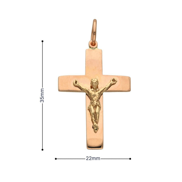 9ct Yellow Gold Crucifix Pendant - 22x35x4mm - 4.9g