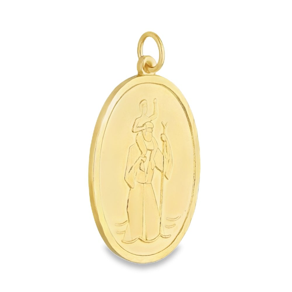 9ct Yellow Gold Oval St. Christopher Pendant - 25x37x1mm - 11.2g