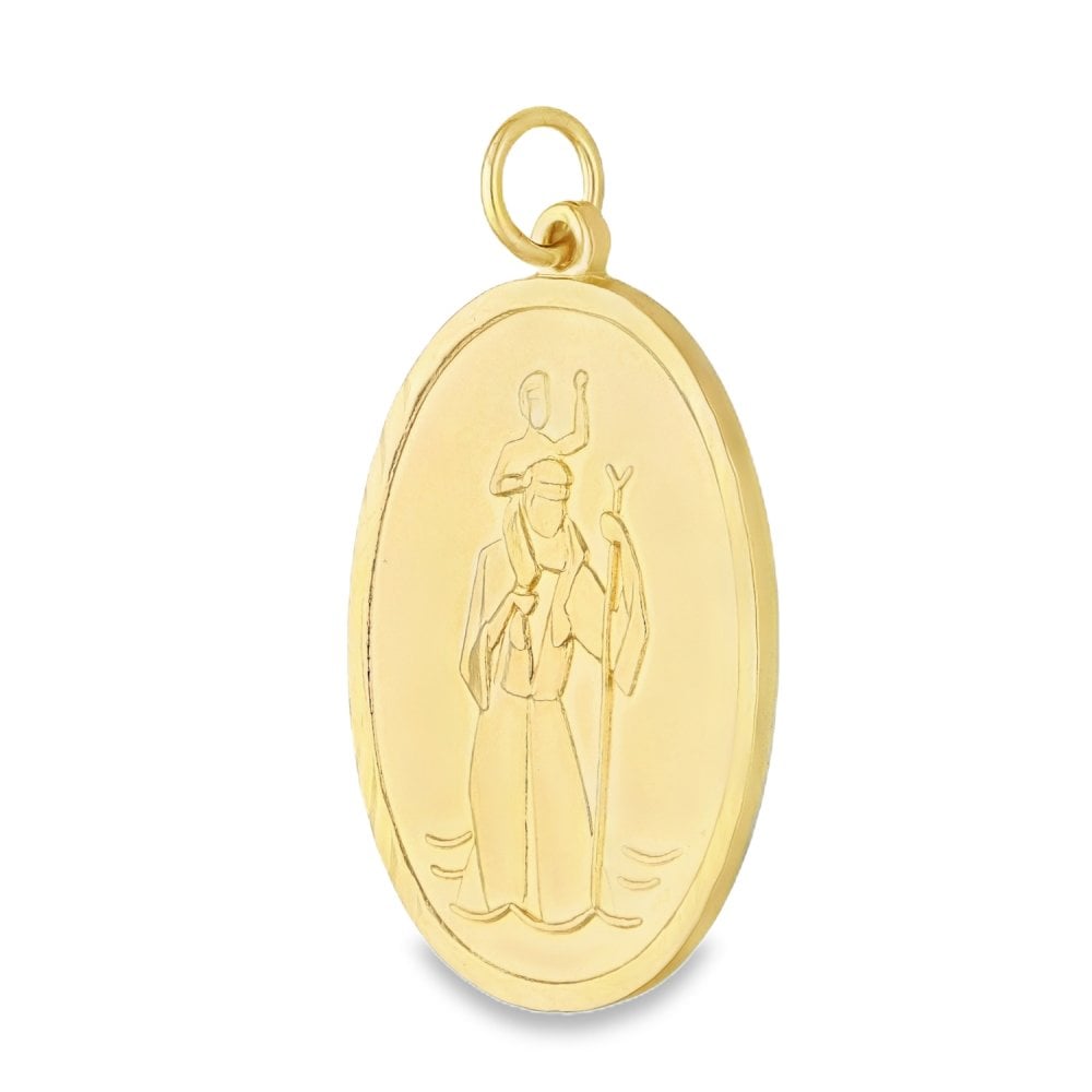9ct Yellow Gold Oval St. Christopher Pendant - 25x37x1mm - 11.2g