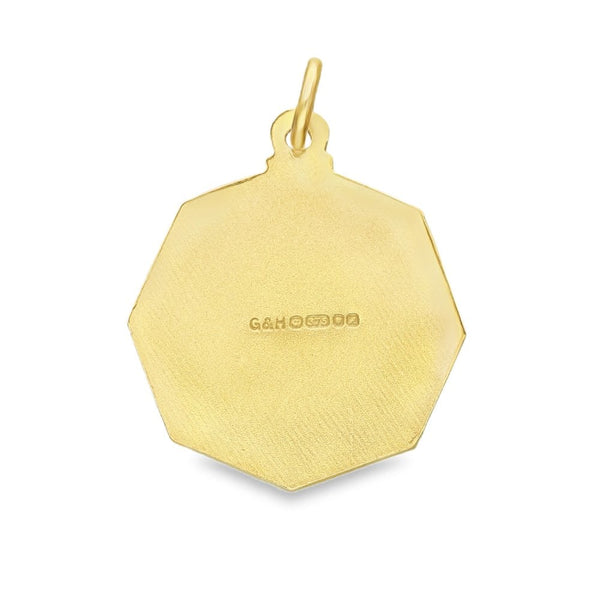 9ct Yellow Gold Octagonal St. Christopher Pendant -18x21mm -2.5g