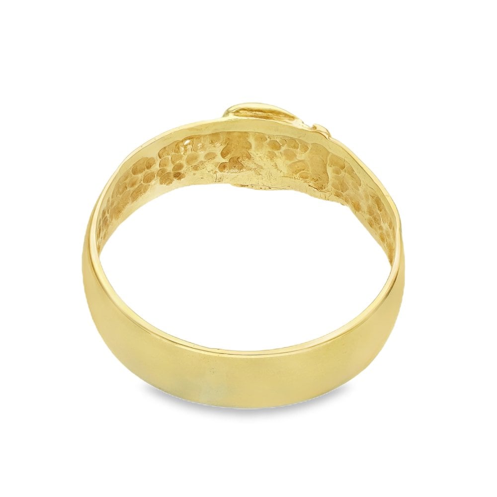 9ct Yellow Gold Buckle Ring - Size Q - 8mm