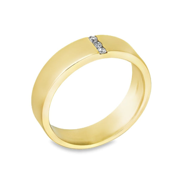 9ct Yellow Gold Diamond Wedding Band - Size V - 6mm