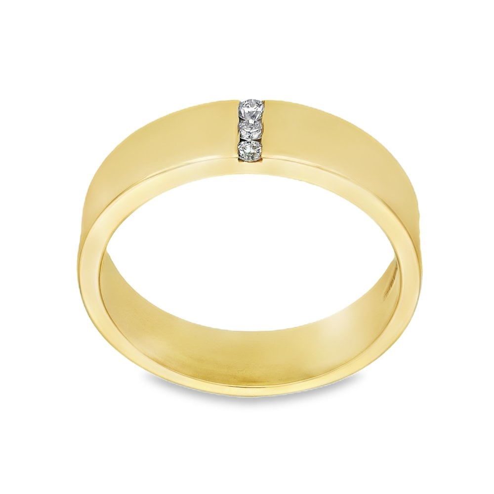 9ct Yellow Gold Diamond Wedding Band - Size V - 6mm