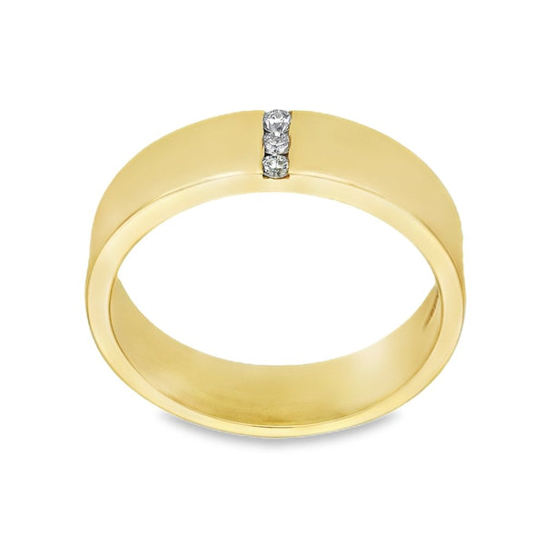 9ct Yellow Gold Diamond Wedding Band - Size V - 6mm