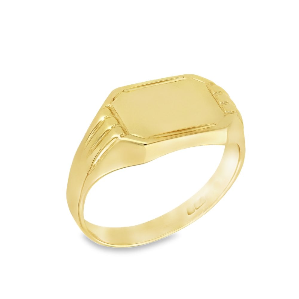 9ct Yellow Gold Octagon Signet Ring - Size Q½ - 10mm