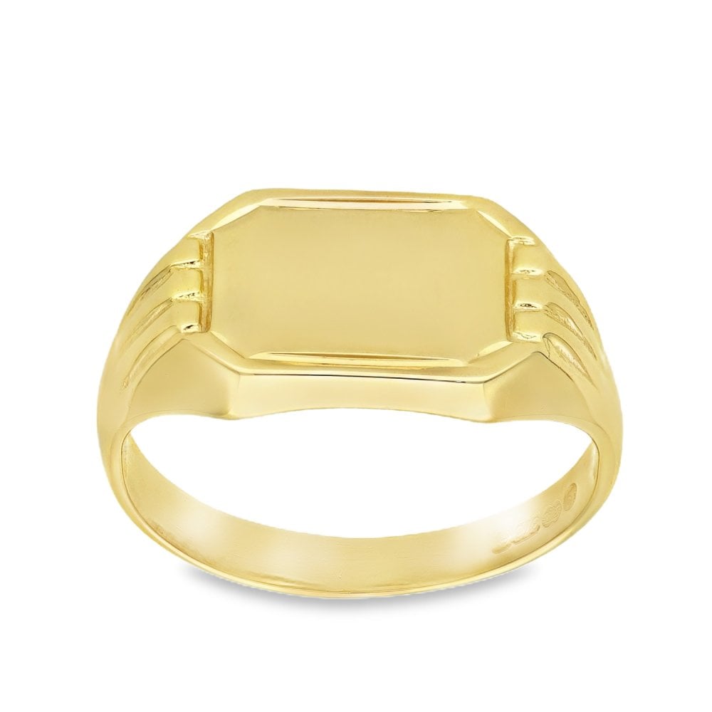 9ct Yellow Gold Octagon Signet Ring - Size Q½ - 10mm