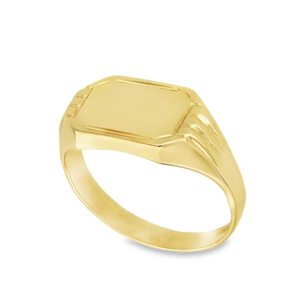 9ct Yellow Gold Octagon Signet Ring - Size Q½ - 10mm