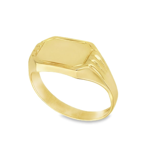 9ct Yellow Gold Octagon Signet Ring - Size Q½ - 10mm