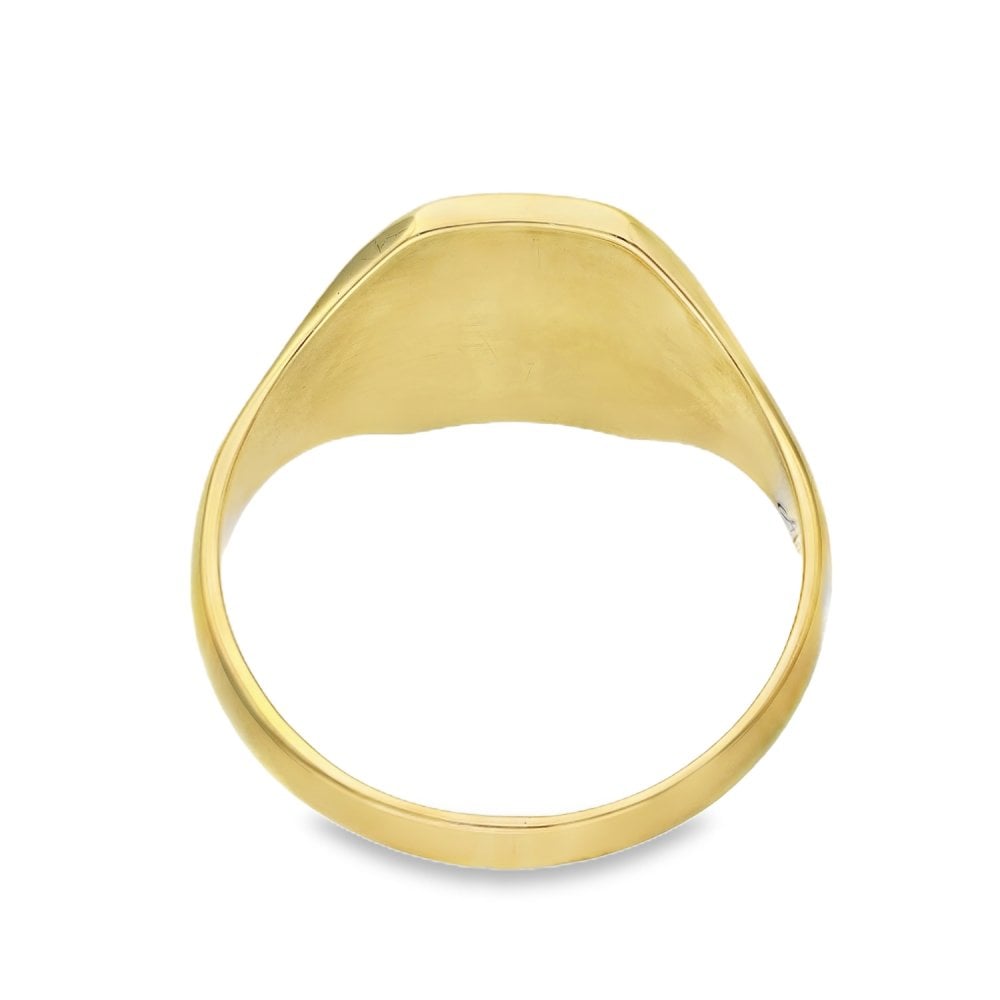 9ct Yellow Gold Bark Engraved Signet Ring - Size X - 14mm