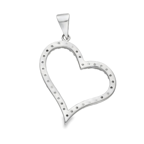 14ct White Gold Diamond Open Heart Pendant - 26x31x2.5mm -1.00ct