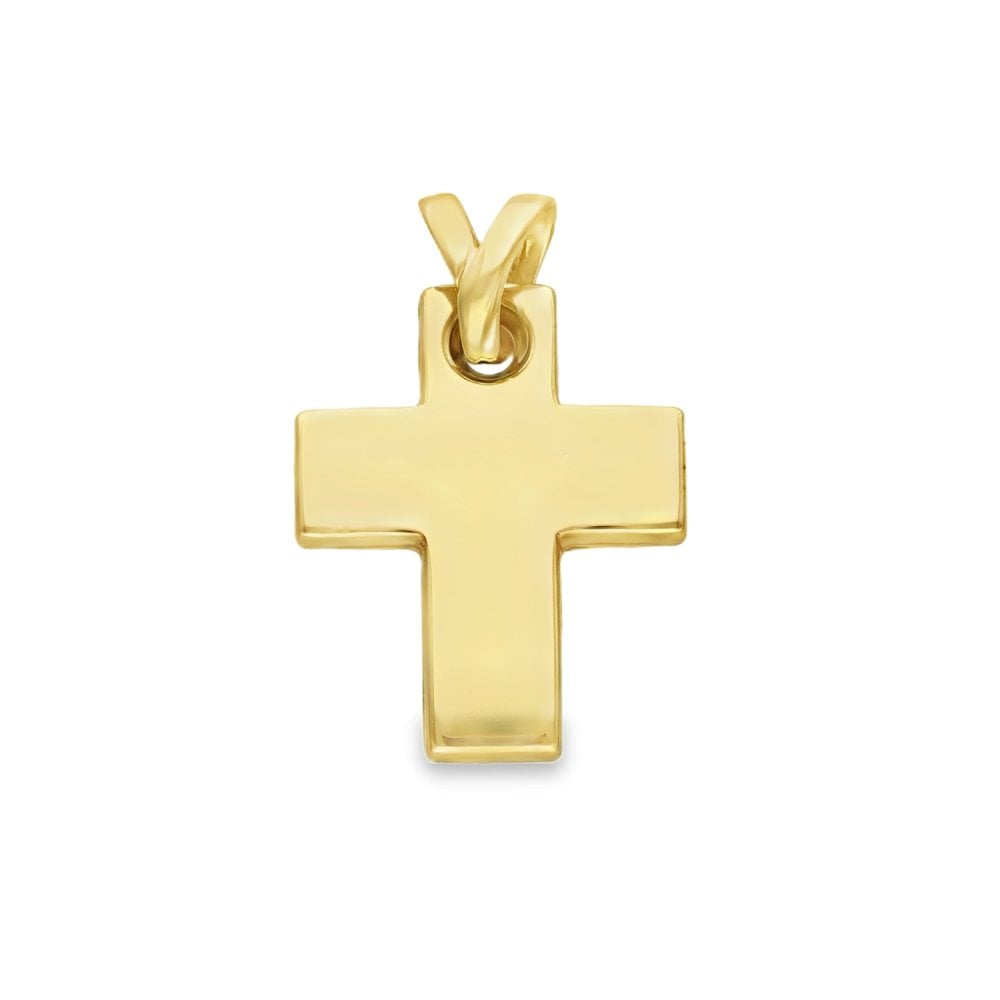 9ct Yellow Gold Hollow Plain Cross Pendant - 17x22x3mm - 1.5g