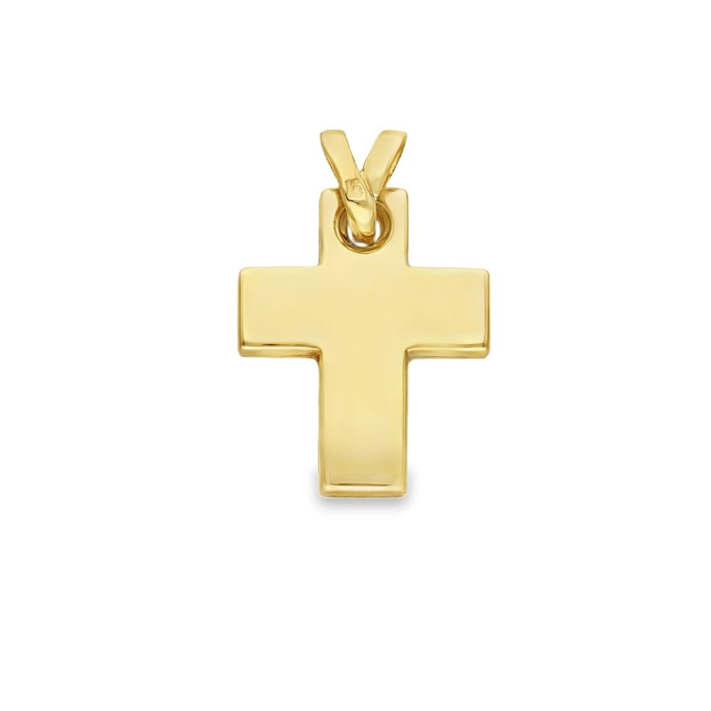 9ct Yellow Gold Hollow Plain Cross Pendant - 17x22x3mm - 1.5g