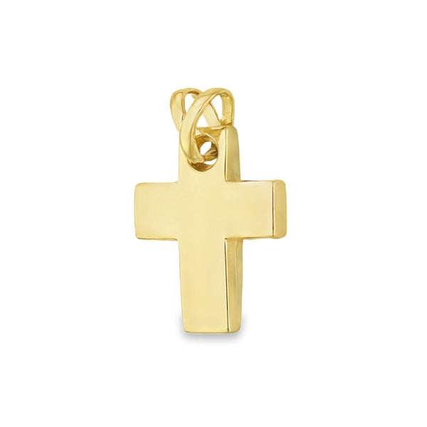 9ct Yellow Gold Hollow Plain Cross Pendant - 17x22x3mm - 1.5g