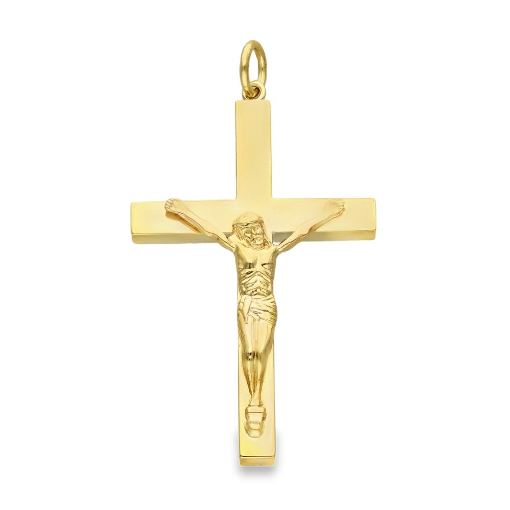 9ct Yellow Gold Hollow Crucifix Pendant - 25x42x3mm - 3.1g