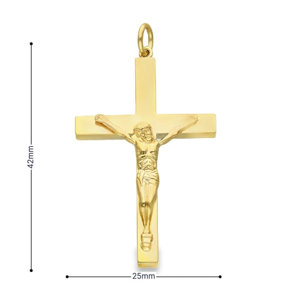 9ct Yellow Gold Hollow Crucifix Pendant - 25x42x3mm - 3.1g