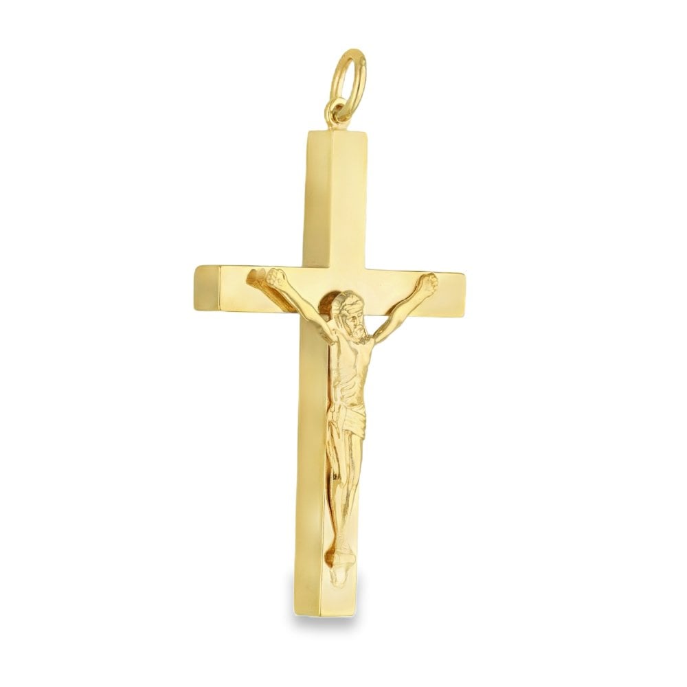 9ct Yellow Gold Hollow Crucifix Pendant - 25x42x3mm - 3.1g