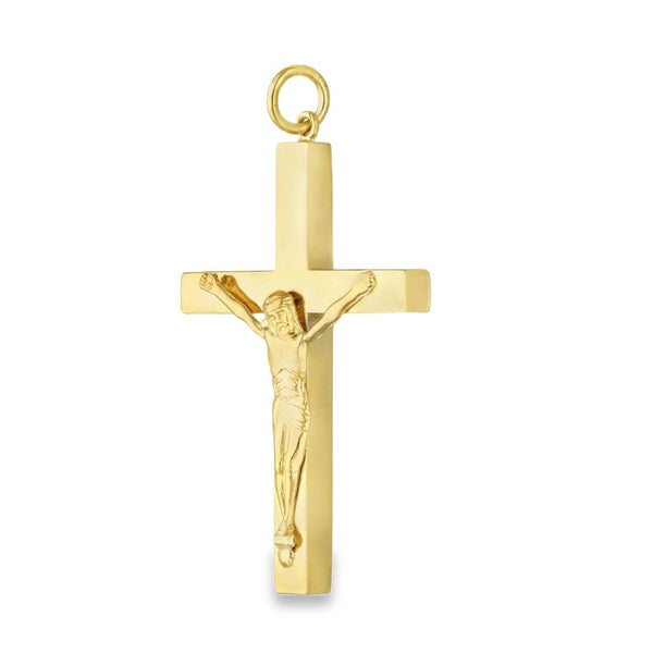 9ct Yellow Gold Hollow Crucifix Pendant - 25x42x3mm - 3.1g