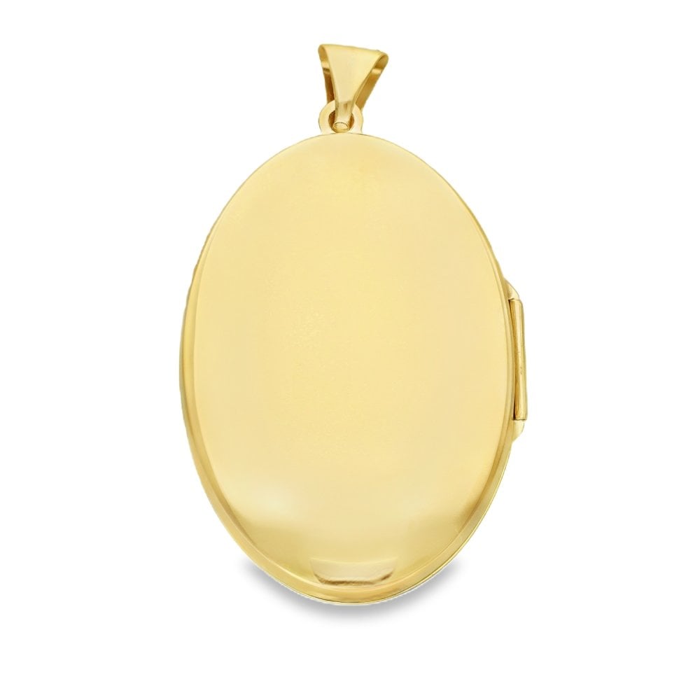9ct Yellow Gold Bead & Patterned Edge Oval Locket - 26x37x6mm