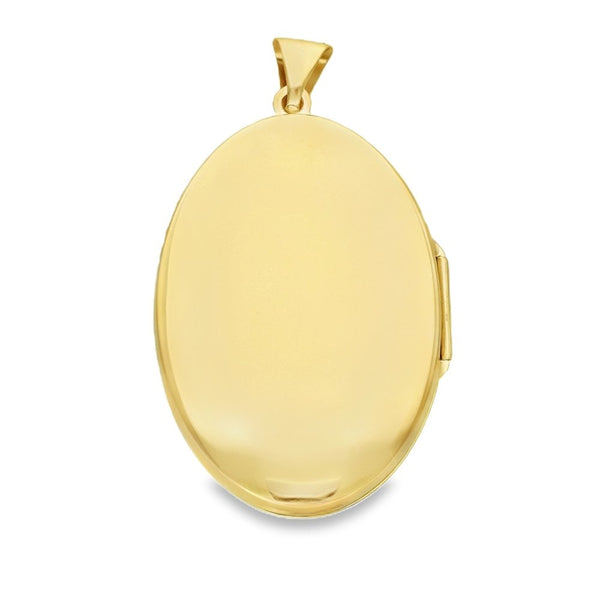 9ct Yellow Gold Bead & Patterned Edge Oval Locket - 26x37x6mm