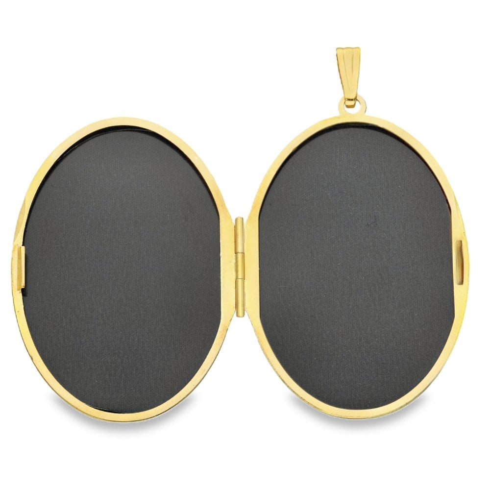 9ct Yellow Gold Feather Engraved Locket - 37x54x8mm - 13.9g