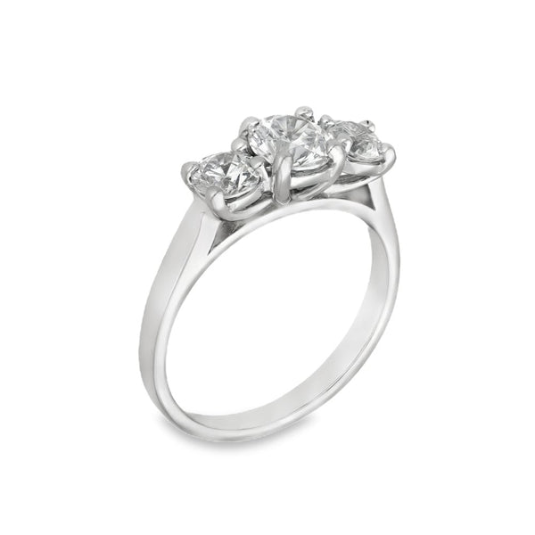 9ct White Gold Cubic Zirconia Trilogy Ring - Size I - 2.8g