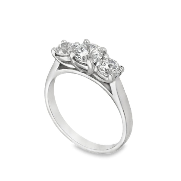 9ct White Gold Cubic Zirconia Trilogy Ring - Size I - 2.8g