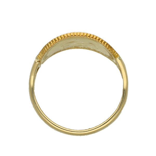 1982 Yellow Gold Bent-Over Half Sovereign Coin Ring - Size L½