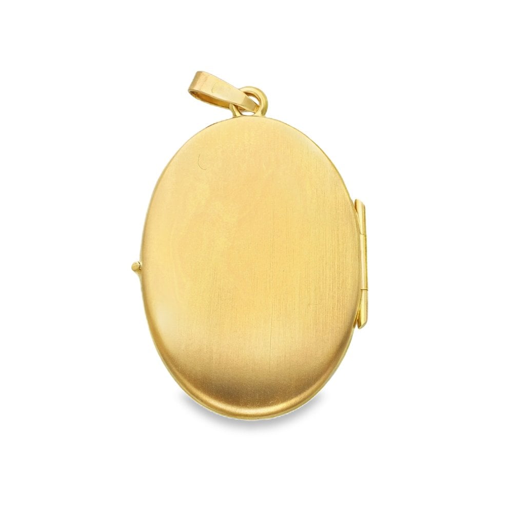 9ct Yellow Gold Floral & Leaf Engraved Locket - 3.2g